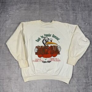 Miami Hurricanes Sweatshirt Mens Large White Vintage 80s Orange Bowl Crewneck